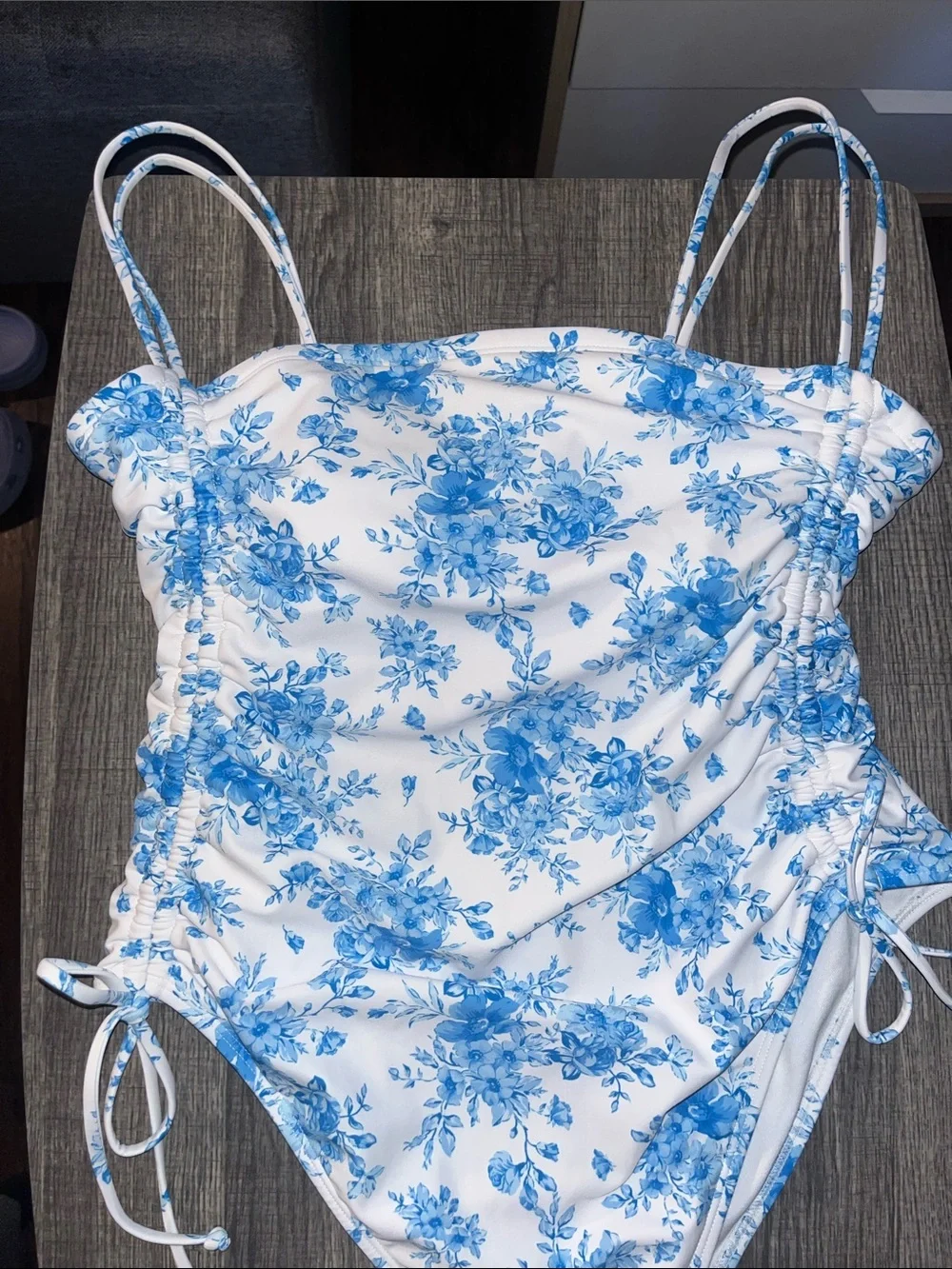 Wild Fable blue floral print one piece swimsuit